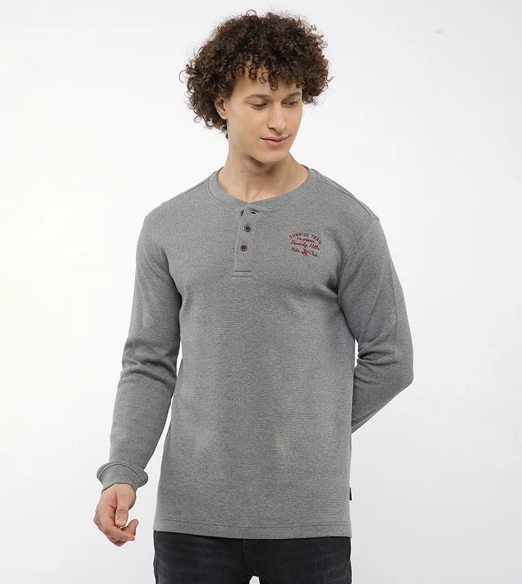 Beverly Hills Polo Club TRAIL RANK POCKET HENLEY WAFFLE KNIT TEE